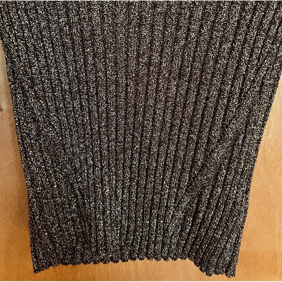 NWOT GANNI ribbed mock neck gold lurex sweater size medium - Picture 4 of 6